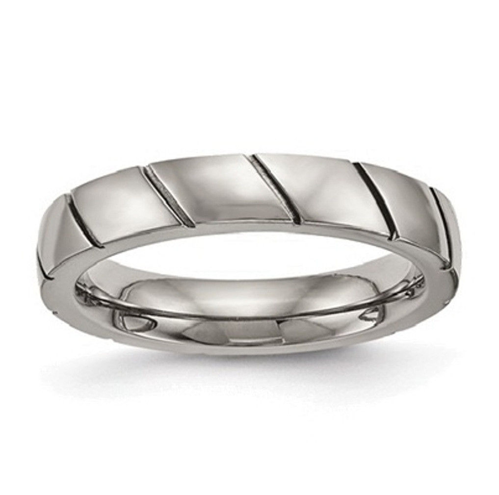 Polished Grey Titanium Grooved Band