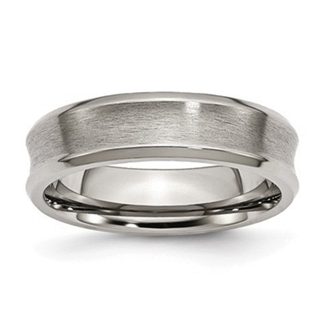 Brushed And Polished Grey Titanium 8mm Grooved Band