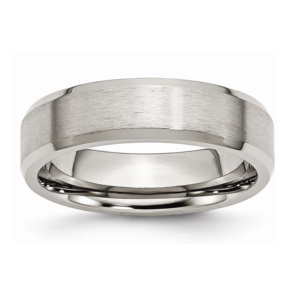 Brushed Grey Titanium Beveled Edge 6mm Comfort-Fit Wedding Band