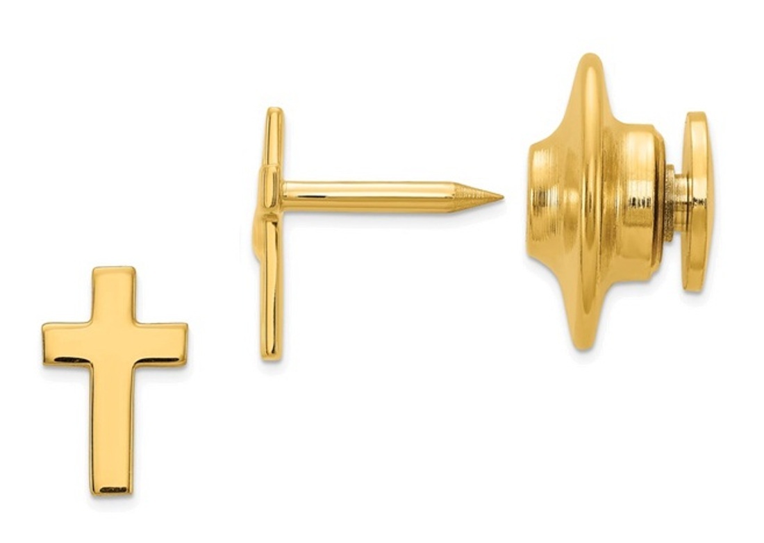 14k Cross Tie Tac