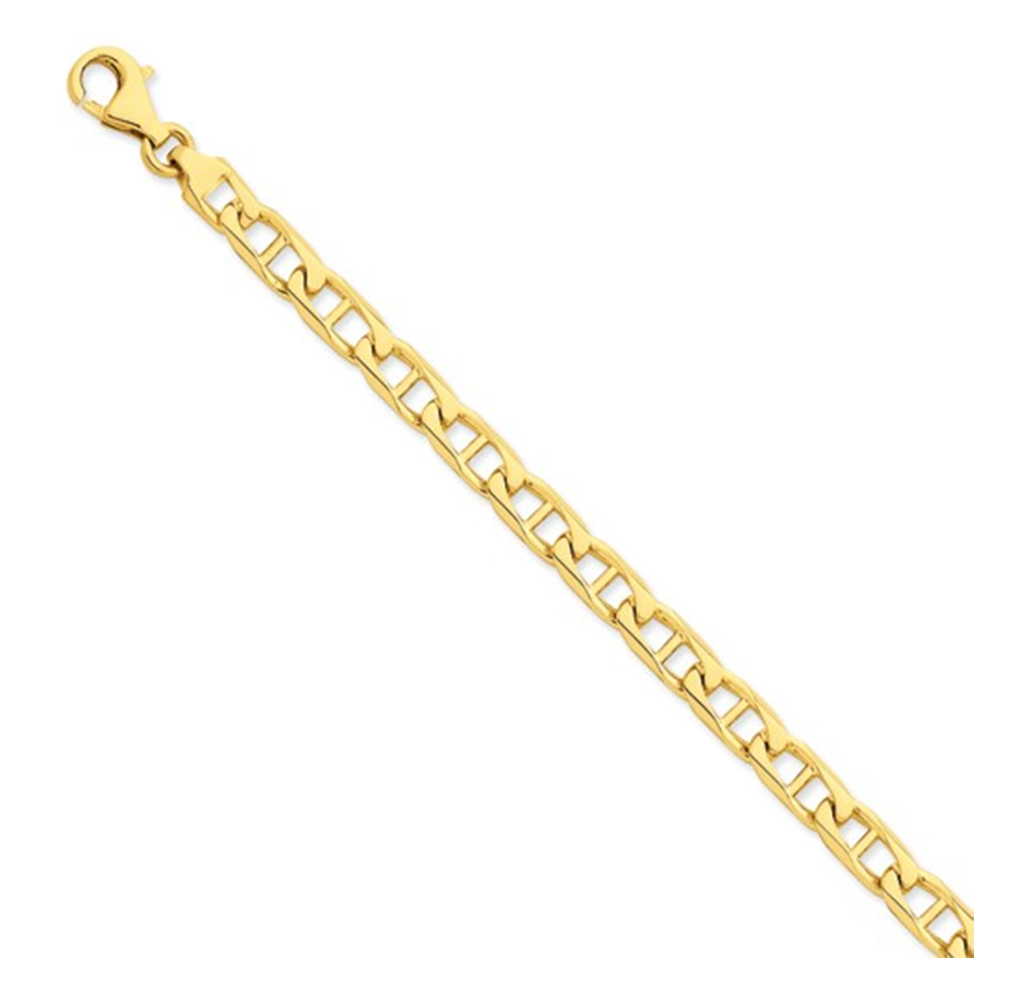 Men's 14k Yellow Gold 7mm Anchor Link Bracelet, 9.