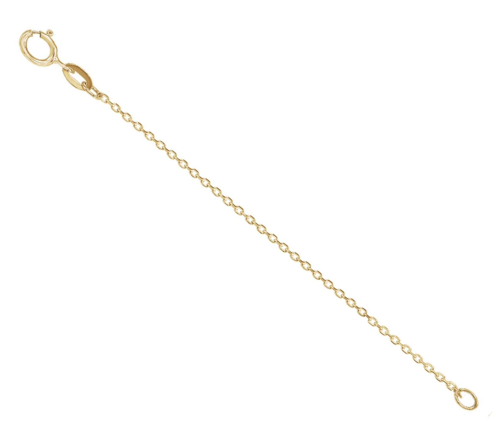 14k Yellow Gold 1.40mm Diamond-Cut Cable Chain Necklace Extender Safety Chain, 2.75