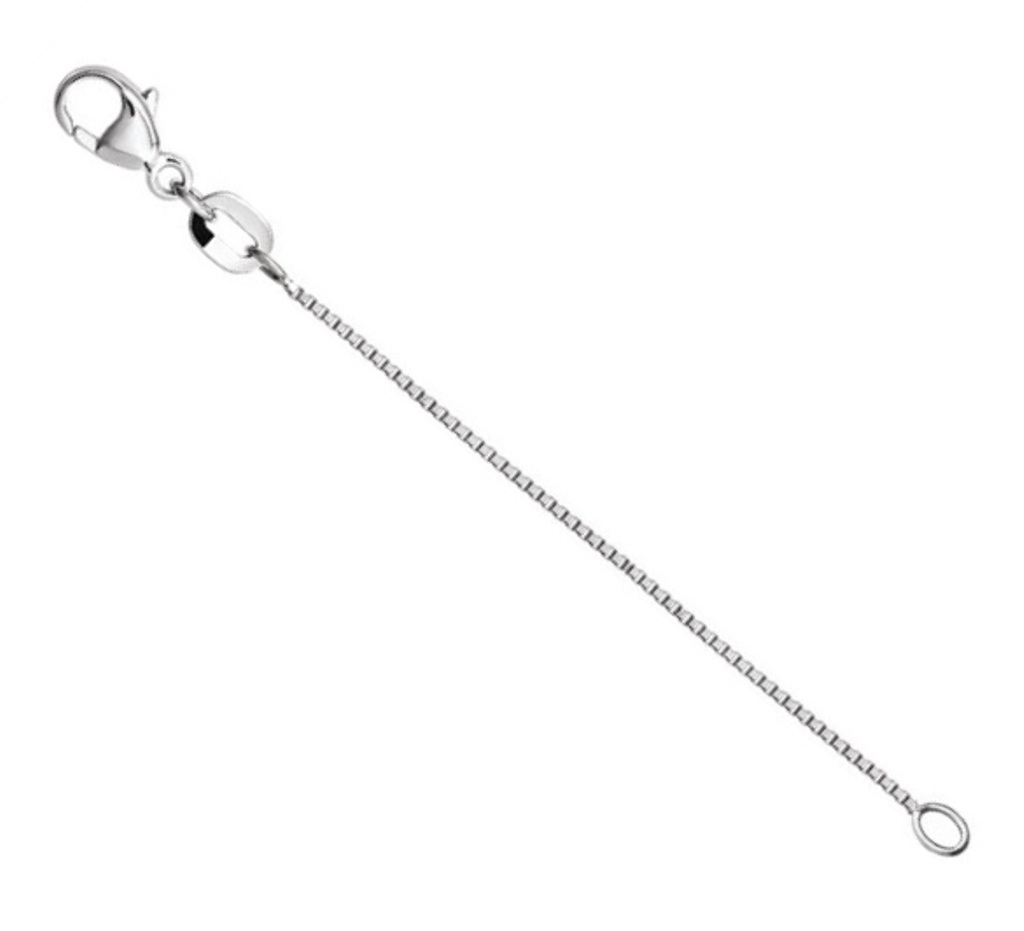 Platinum .80mm Diamond-Cut Box Necklace Extender Safety Chain