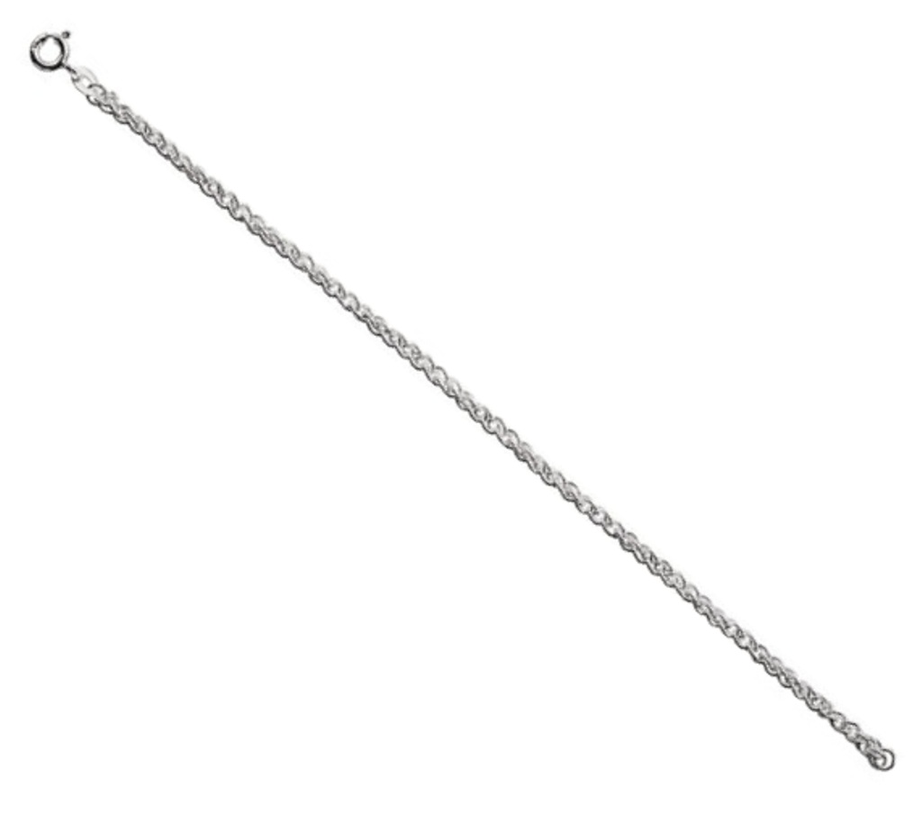 Sterling Silver Rope Chain Neckalce 2.00mm Extender Safety Chain