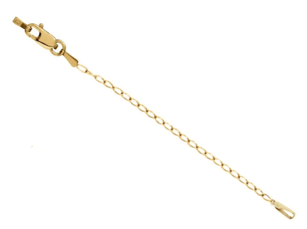 1.00mm 14k Yellow Gold Curb Necklace Extender Safety Chain, 2.25