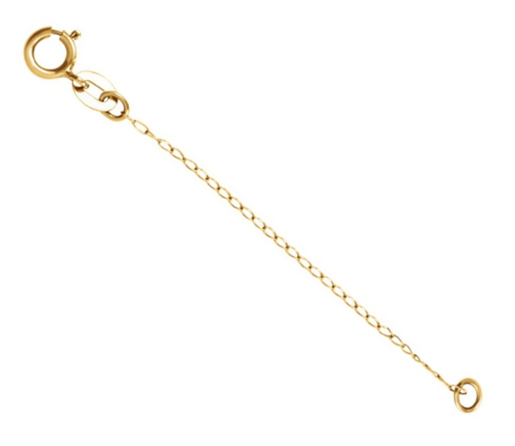 14k Yellow Gold Curb Chain Necklace Extender Safety Chain, 2.25