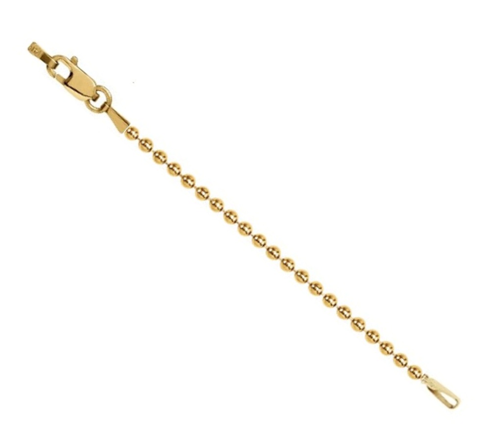 1.50 mm 14k Yellow Gold Bead Chain Necklace Extender Safety Chain