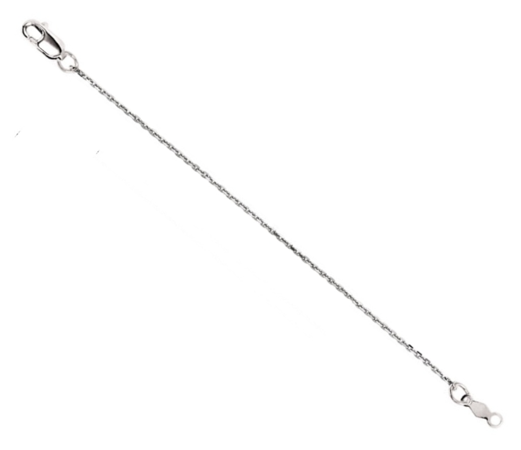 14k White Gold Solid Diamond-Cut Cable Chain Necklace Extender Safety Chain, 6