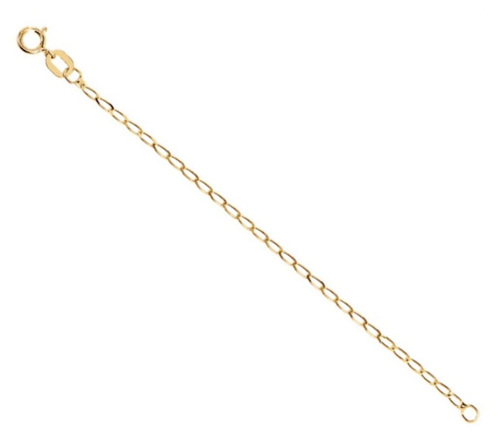 14K Yellow Gold 1.25mm Curb Chain Necklace 1.25mm Extender Safety Chain