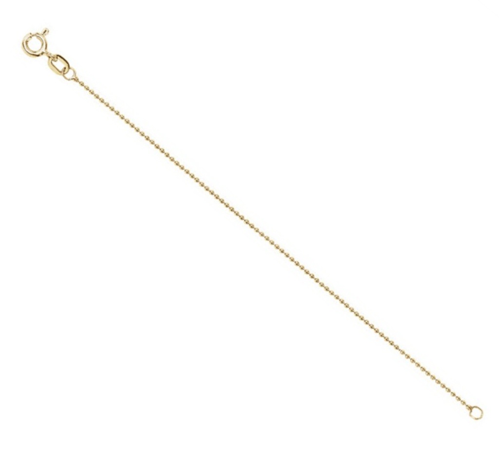 14k Yellow Gold Bead Necklace Extender Safety Chain (1.00mm)