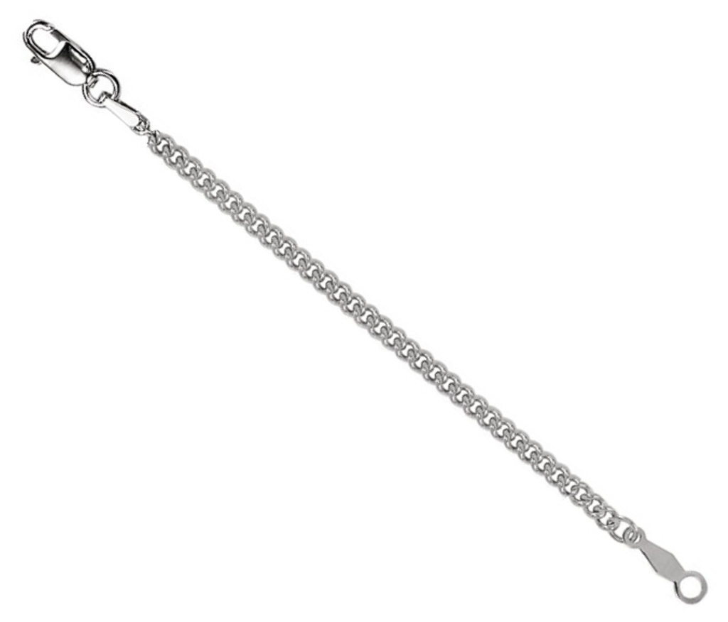 14K White Gold Curb Chain Necklace Extender Safety Chain