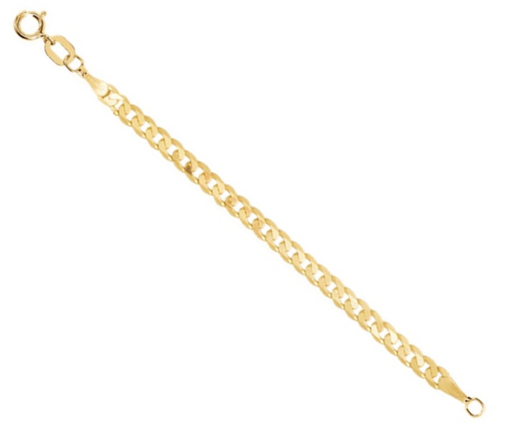 14K Yellow Gold Curb Chain Necklace Extender Safety Chain