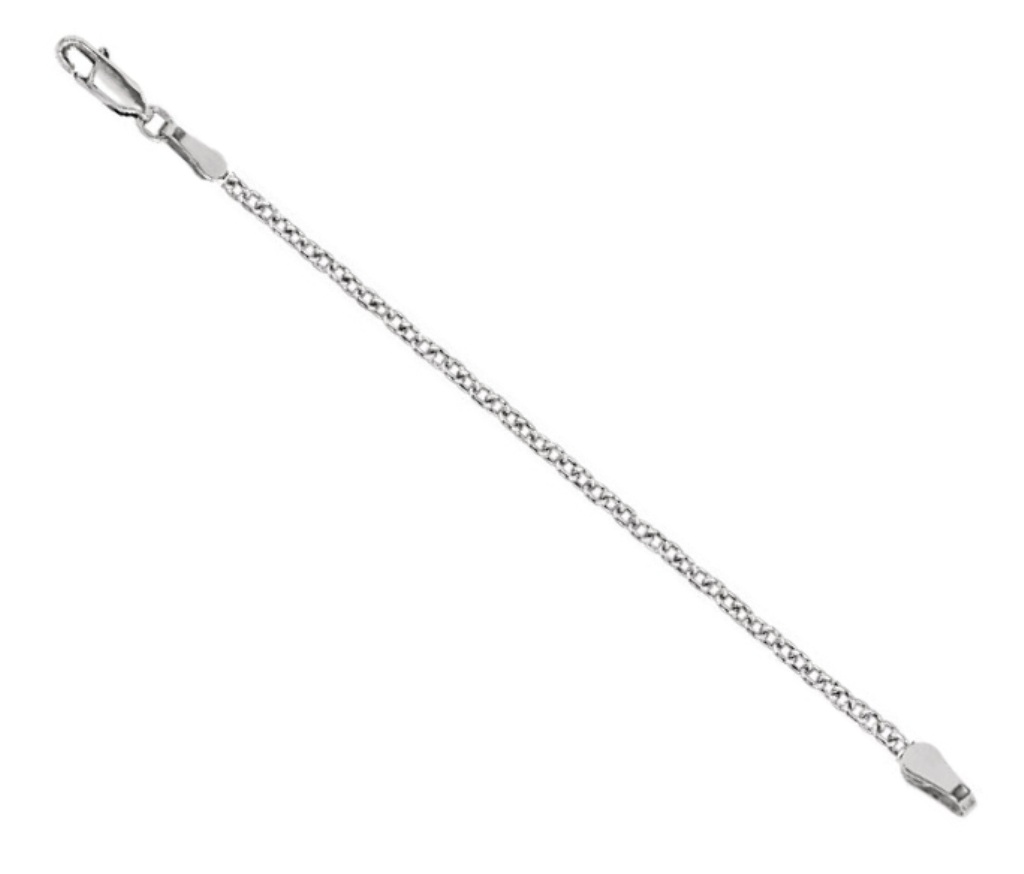 14k White Gold 1.50mm Solid Cable Chain Necklace Extender Safety Chain, 3.5