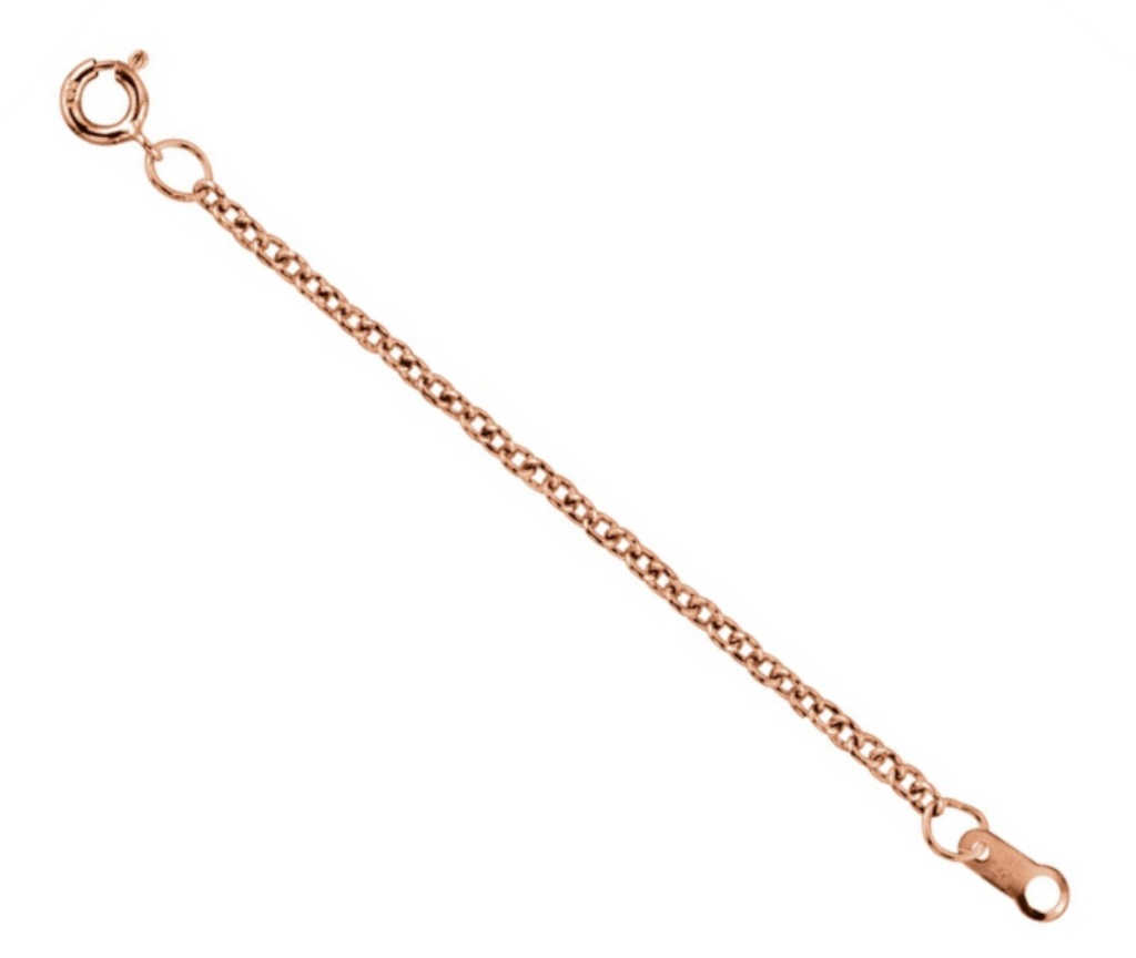 14k Rose Gold Filled Solid Cable Chain Necklace Extender Safety Chain, 2.5