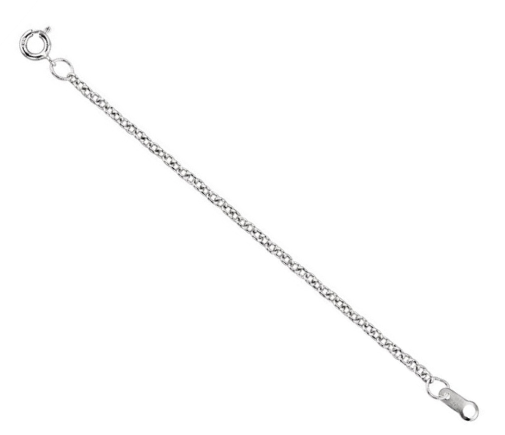18k White Gold Solid Cable Chain Necklace Extender Safety Chain, 3