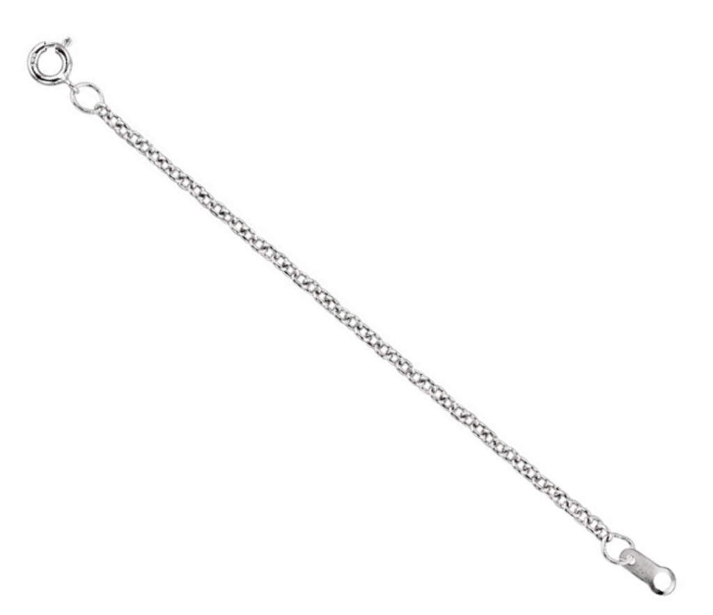 18k White Gold Solid Cable Chain Necklace Extender Safety Chain, 3
