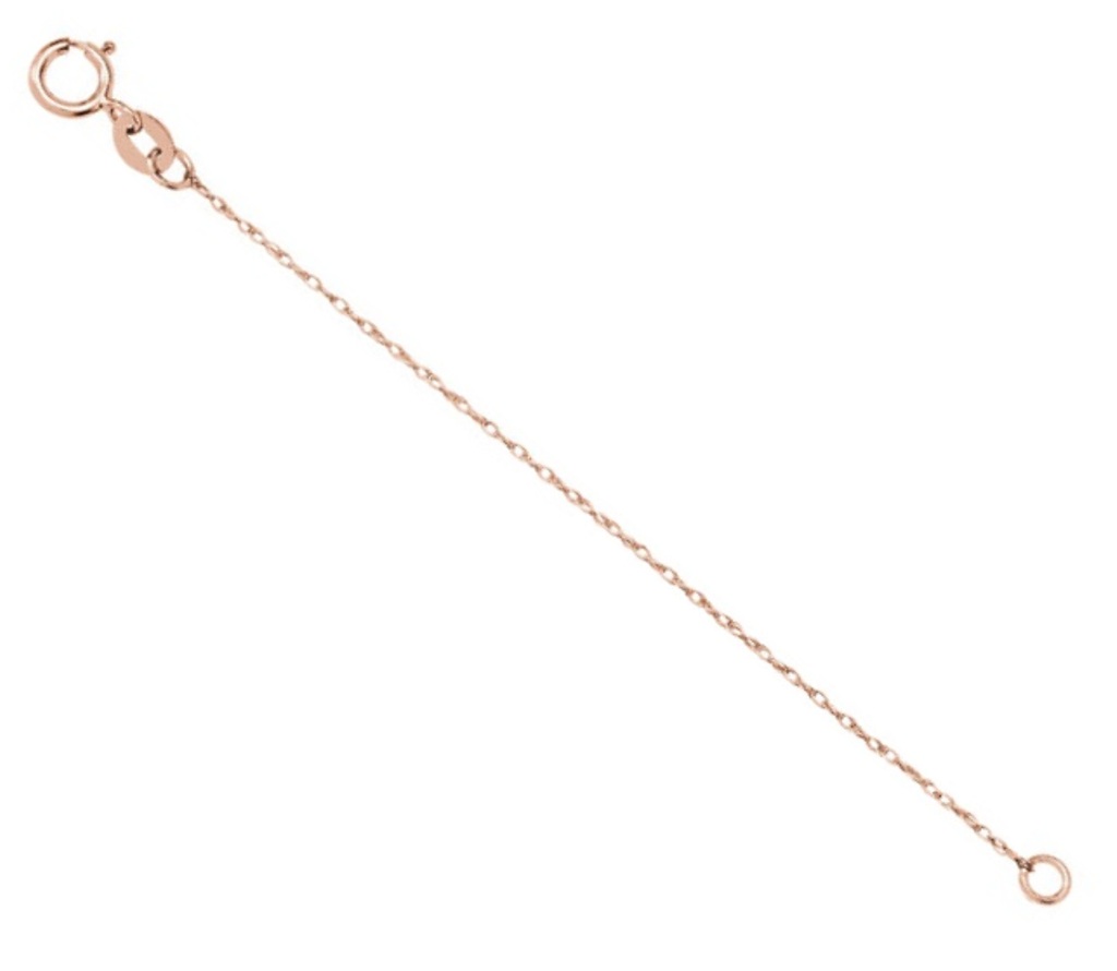 14K Rose Gold  Solid Rope Chain Necklace Extender Safety Chain