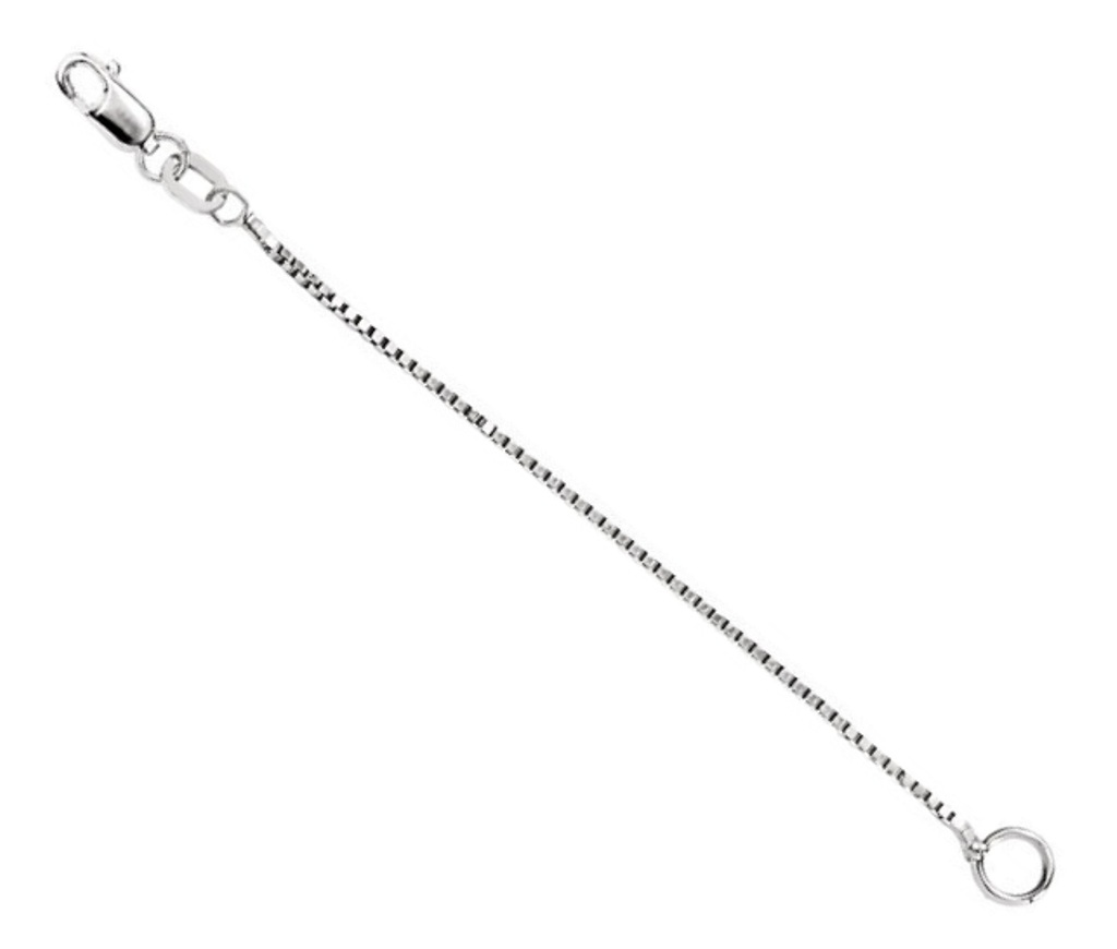 14k White Gold .55mm Solid Box Chain Necklace Extender Safety Chain