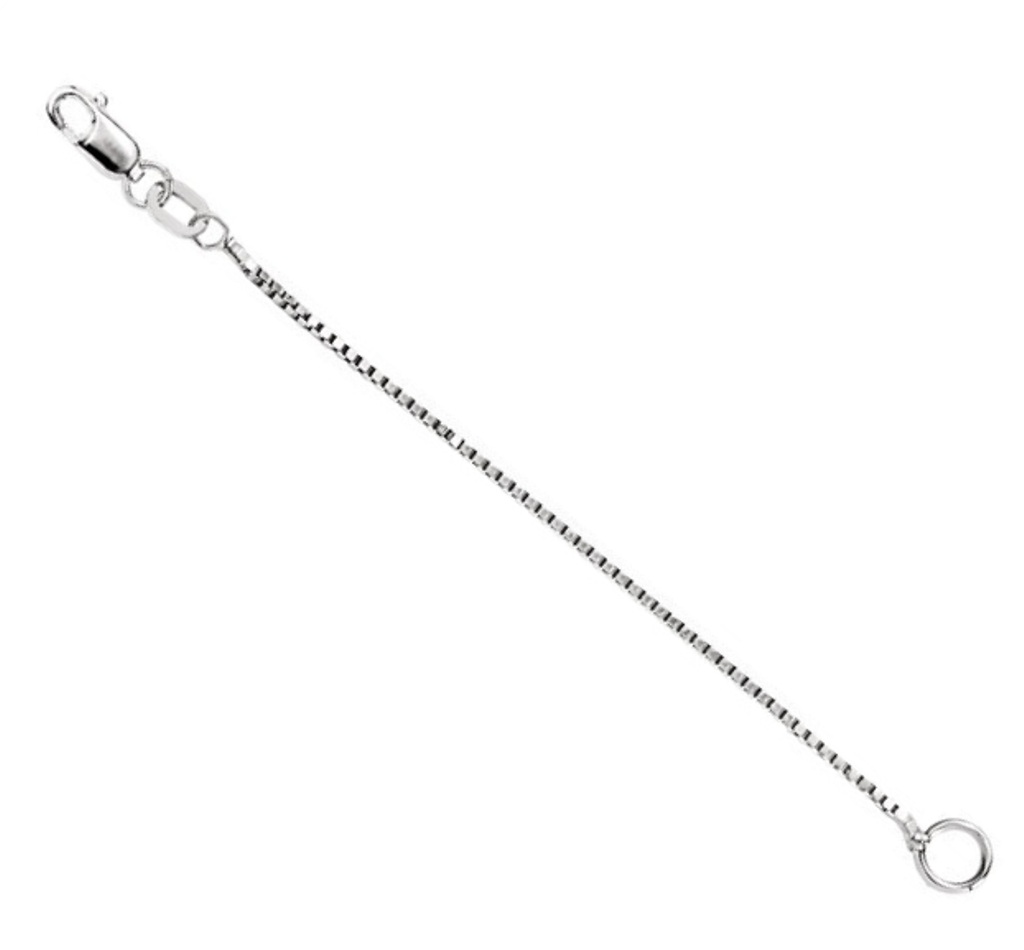 Sterling silver Solid Box Chain Necklace .55mm Extender Safety Chain