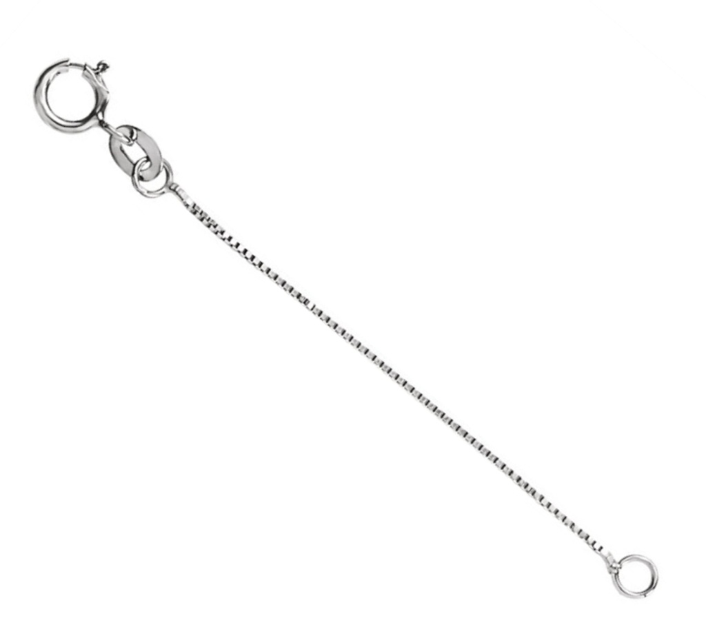 Sterling silver Solid Box Chain Necklace .55mm Extender Safety Chain