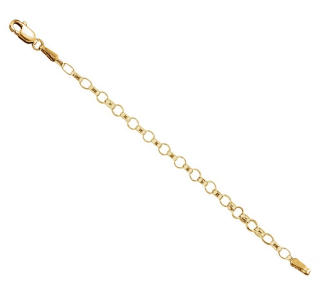 14k Yellow Gold Belcher Rolo Chain Necklace Extender Safety Chain