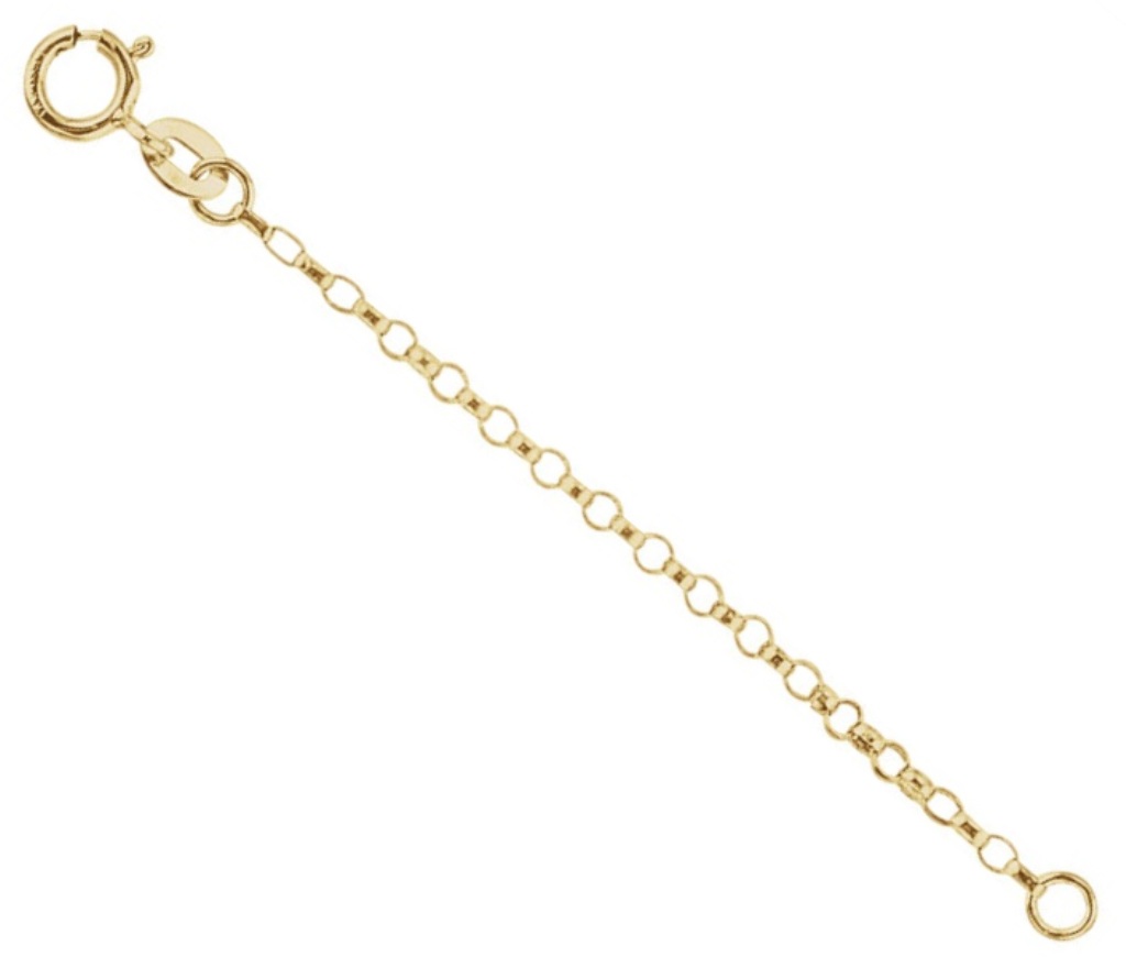 14k Yellow Gold Belcher Rolo Chain Necklace Extender Safety Chain