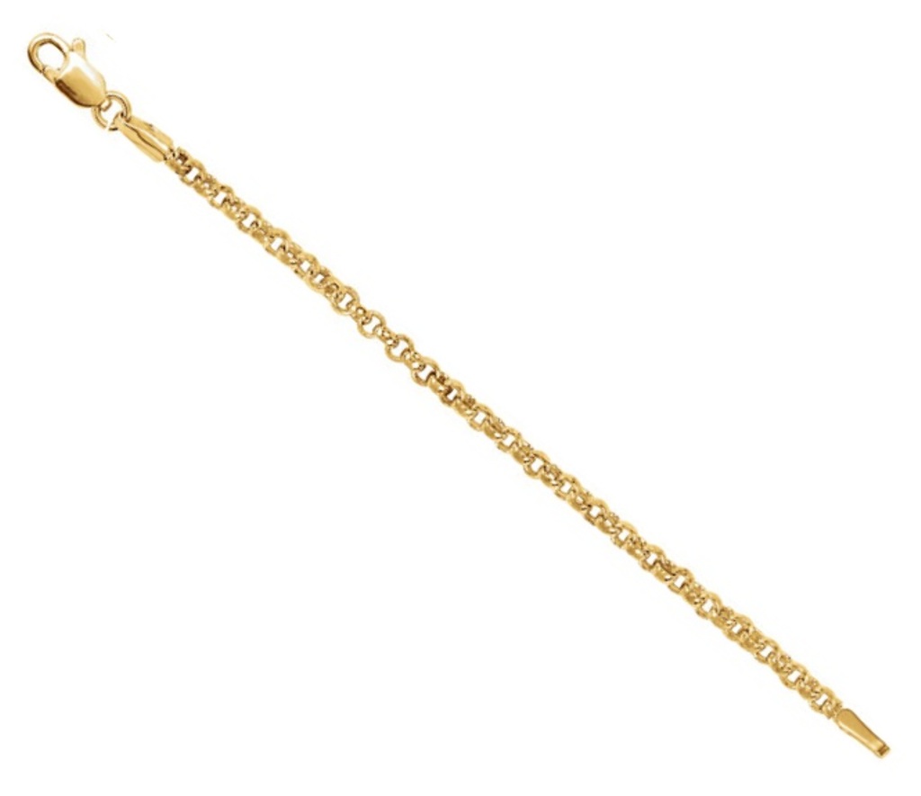 14k Yellow Gold 2mm Solid Rolo Chain Necklace Extender Safety Chain 3.5