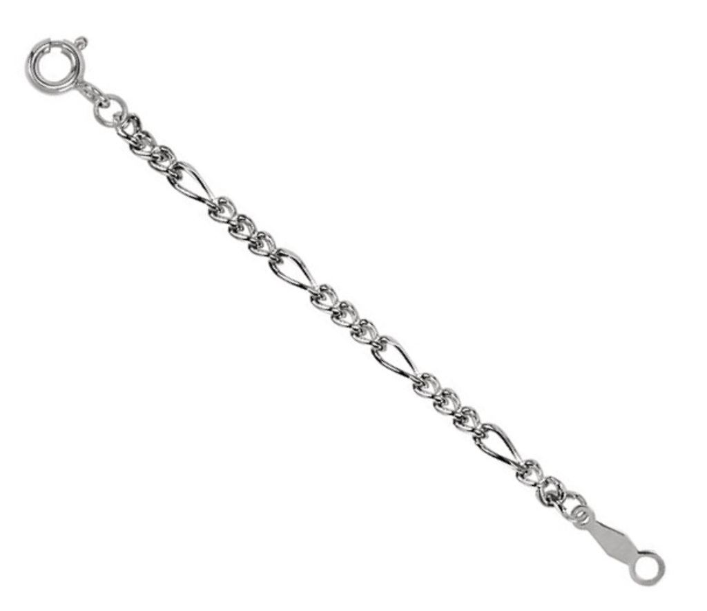 Sterling Silver 2.50mm Figaro Chain Necklace Extender Safety Chain