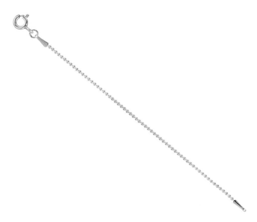 Sterling Silver Bead Chain Necklace Extender Safety Chain (1.00mm)
