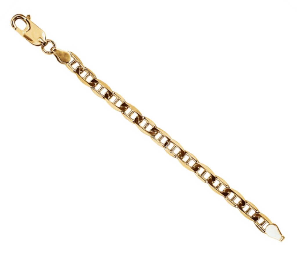 14K Yellow Gold 4.50mm Anchor Chain Necklace Extender Safety Chain