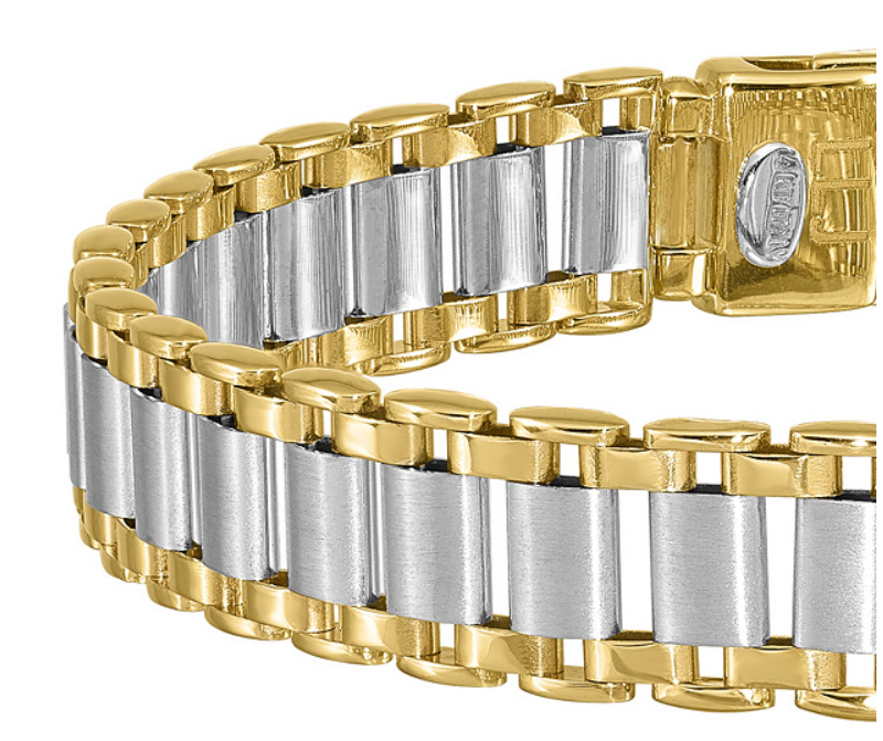 Men's Two-Tone 14k Yellow and White Gold 9.25mm Large Box Chain Bracelet, 8.25.