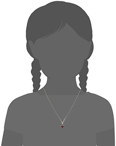 Girls Mozambique Garnet January birthstone rhodium-plate 14k white gold pendant necklace is 14 inches long; suspended from a double rope chain. Girls birthstone necklaces are also offered in 14k yellow gold and sterling silver.