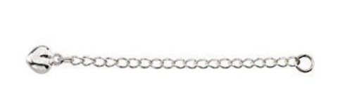 Sterling Silver Tail with Puffed Heart Chain Necklace Extender Safety Chain 2.25