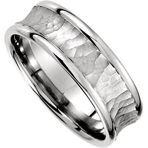 14k White Gold 7.5mm Carved Band, 10