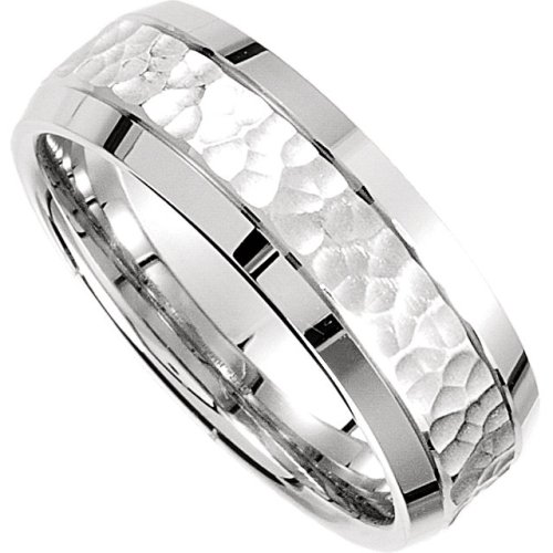 14k White Gold 7.5mm Carved Band, 4.5
