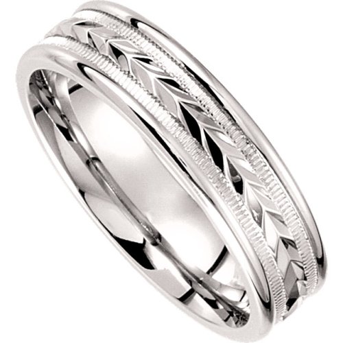 14k White Gold 6mm Comfort fit Band , 4.5