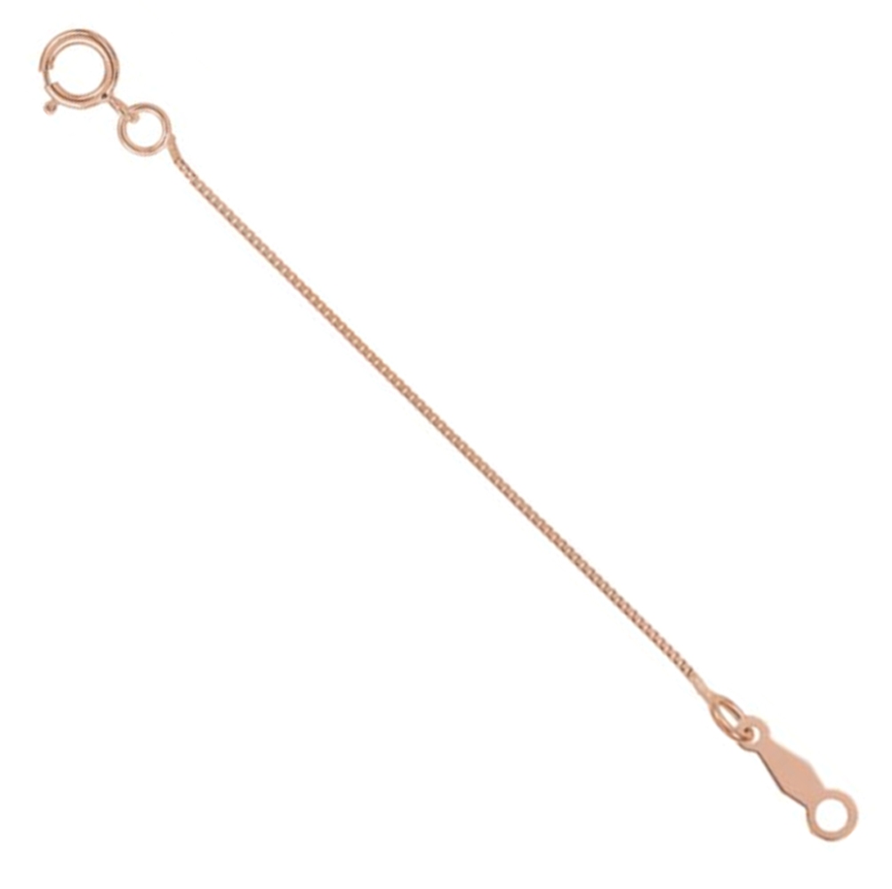 14K Rose Gold Solid Box Chain Necklace .55mm Extender Safety Chain