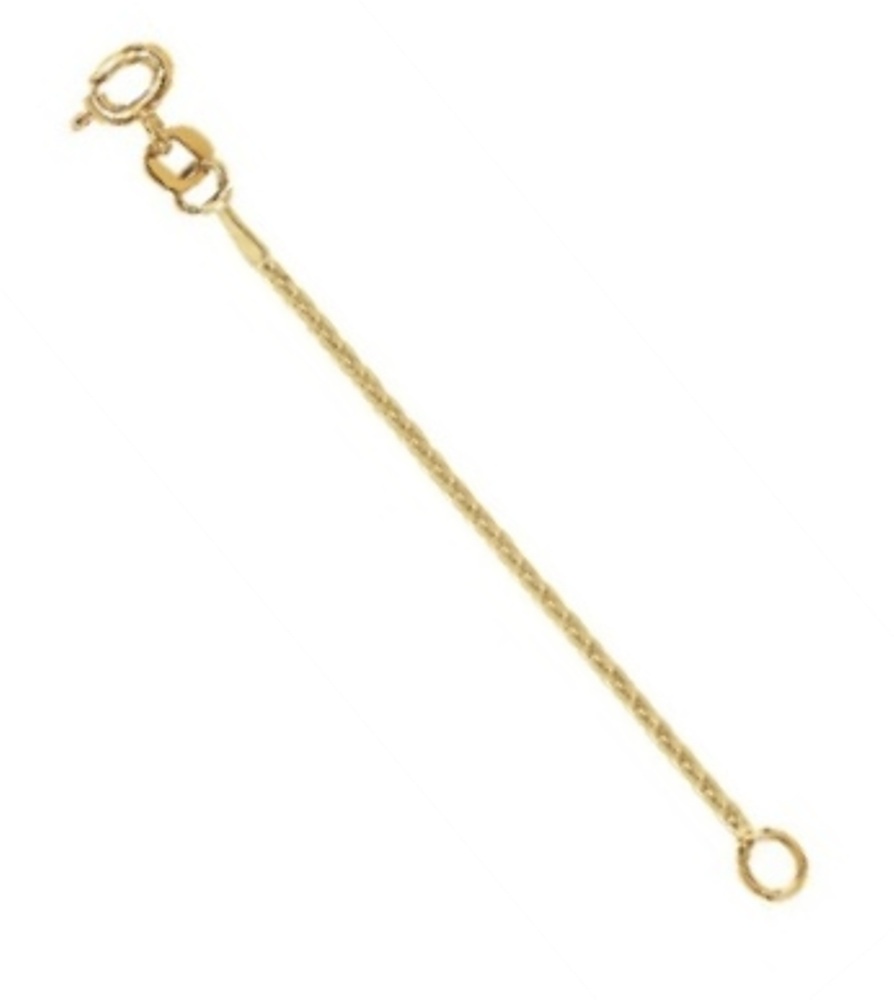 14k Yellow Gold Solid Wheat Chain Necklace Extender Safety Chain