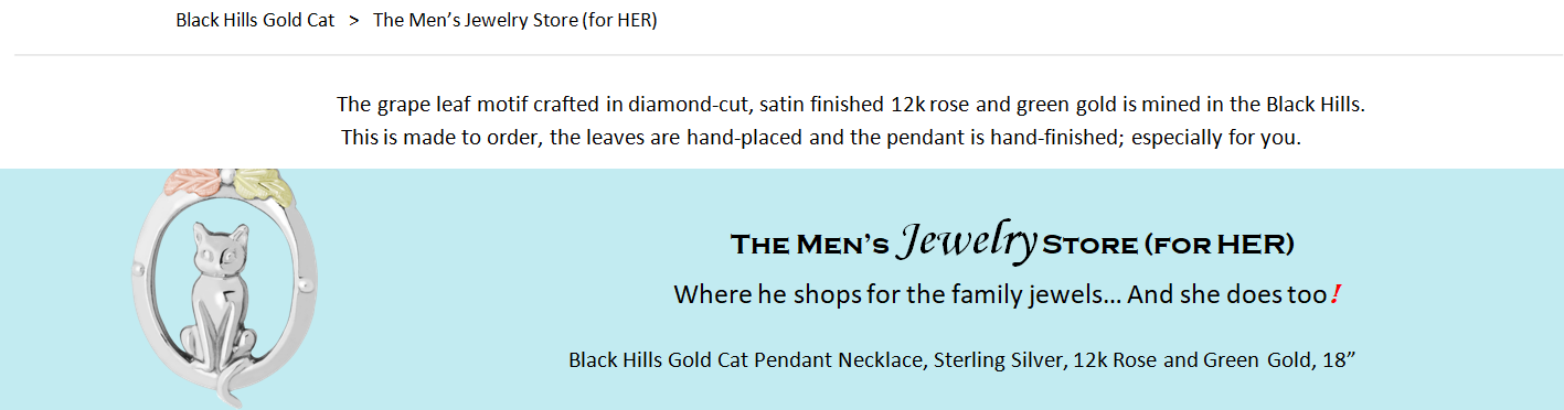 Legend has it: Good Luck Comes to All Who Wear Black Hills Gold Jewelry. The 12k rose gold and 12k green gold grape leaves are crafted in gold mined in the Black Hills. 