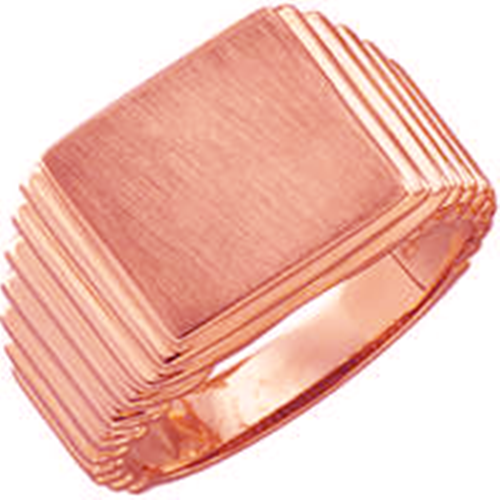 Rose Gold 14x13mm  Rectangle Signet Ring