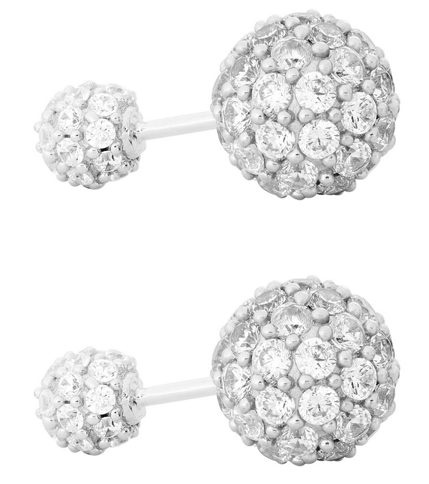 Double-sided reversible CZ ball earrings.