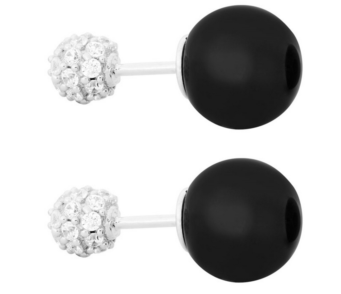 Black onyx stud earrings and round CZ cluster stud earrings are double sided, reversible earrings.