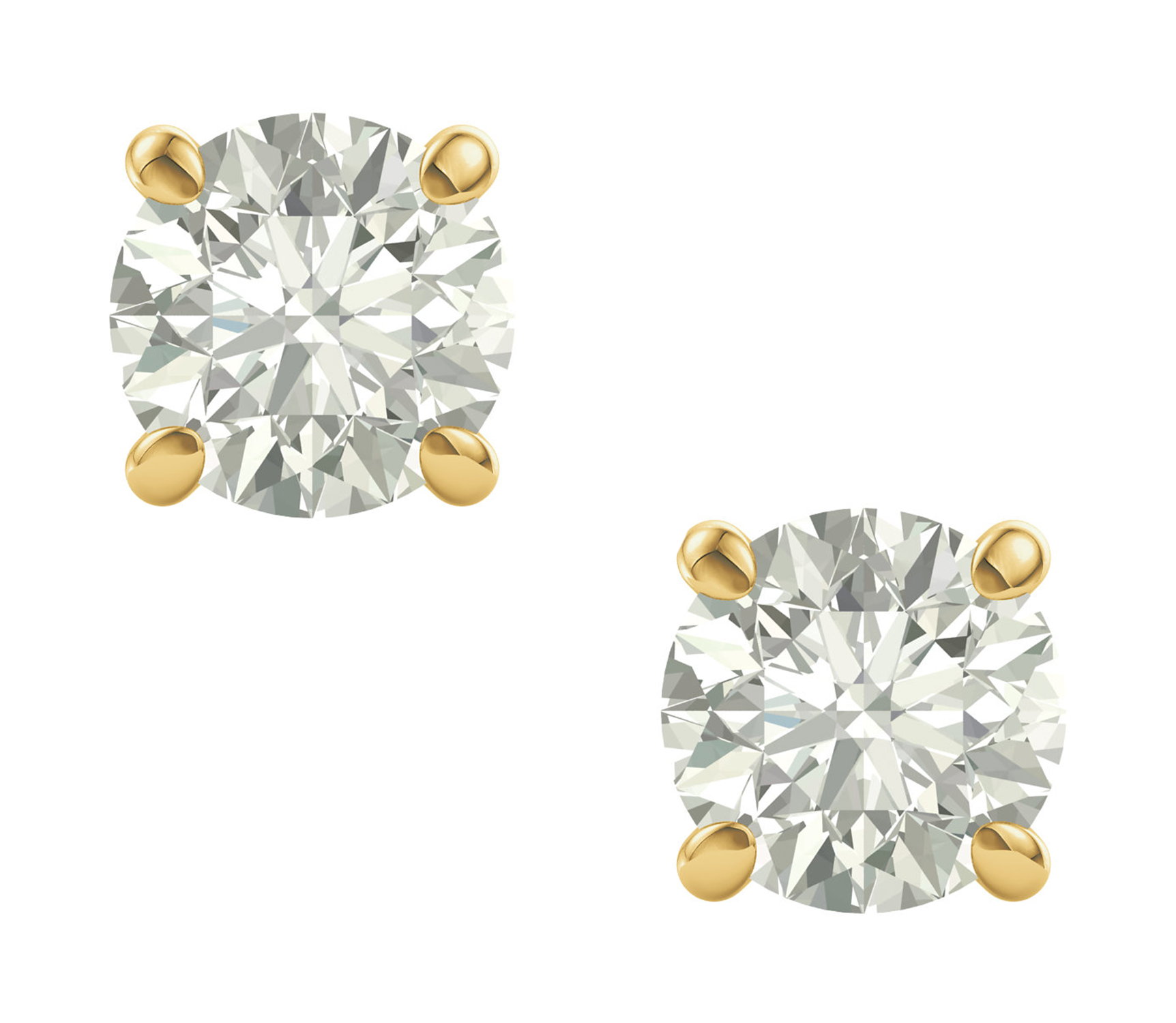 14k yellow gold Charles and Colvard Forever One Moissanite stud earrings.