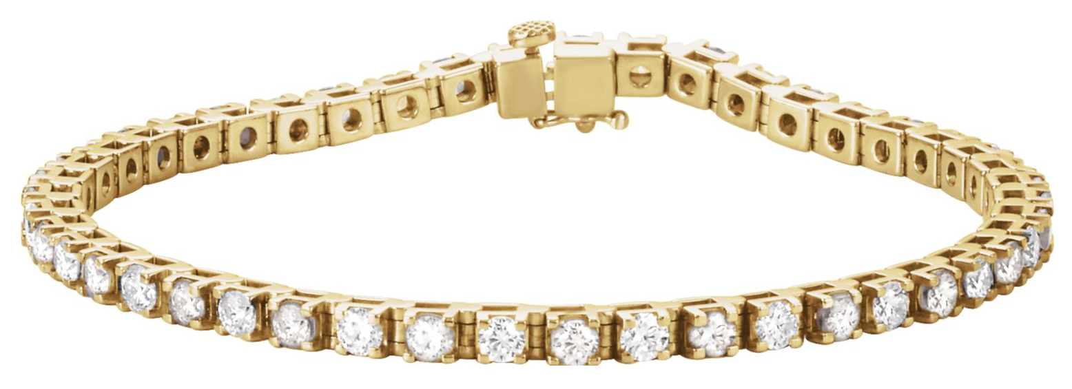 14k yellow gold Forever One Moissanite tennis bracelet.